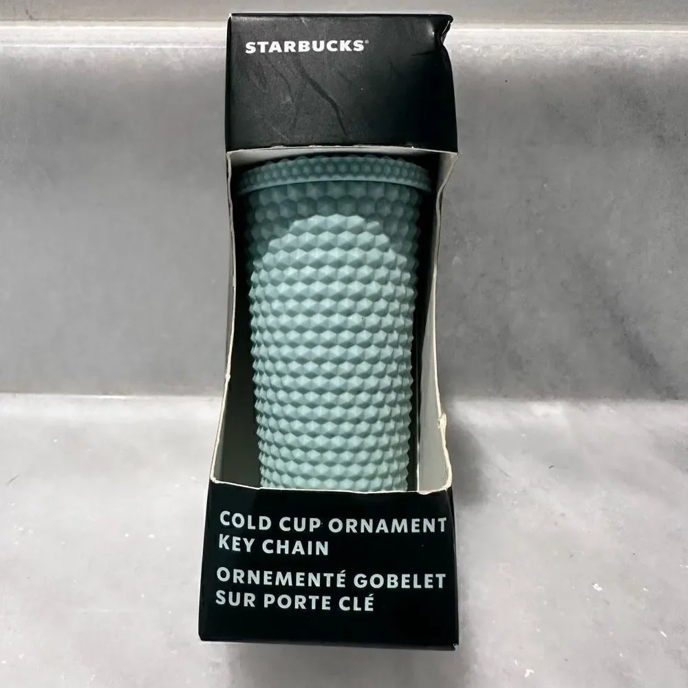 Starbucks Light Blue Cold Cup Geometric Pattern Ornament Keychain